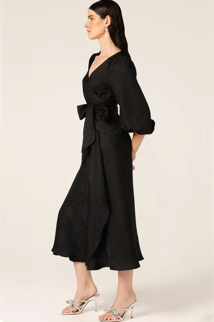 Chateau Wrap Dress in Black