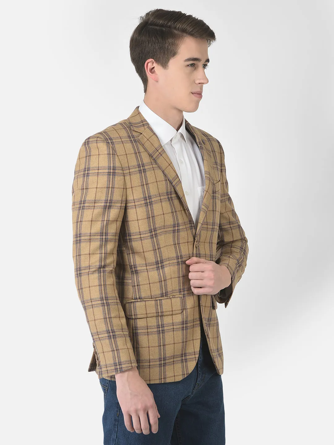 Checked Khaki Blazer