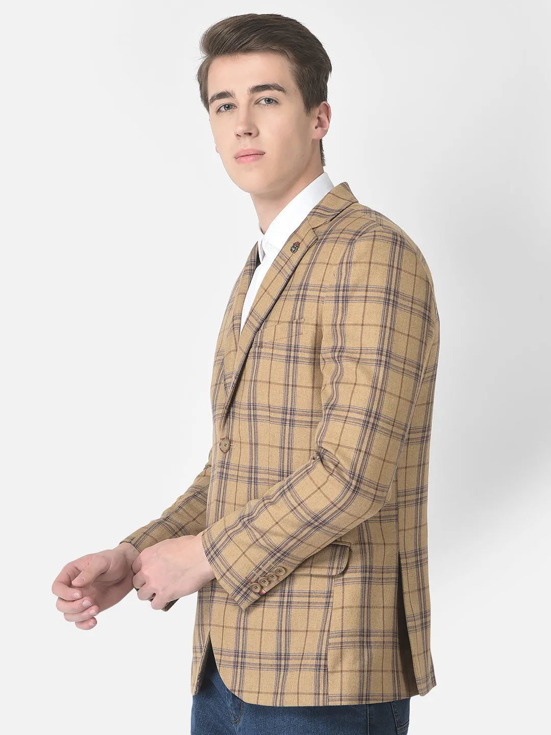 Checked Khaki Blazer