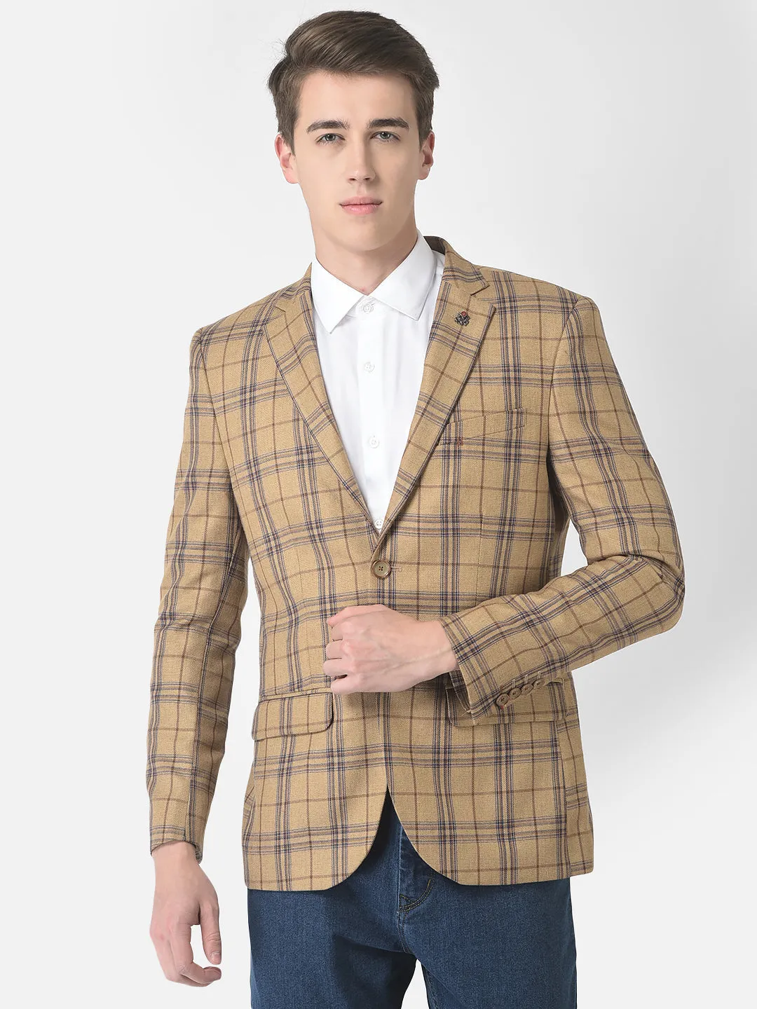 Checked Khaki Blazer