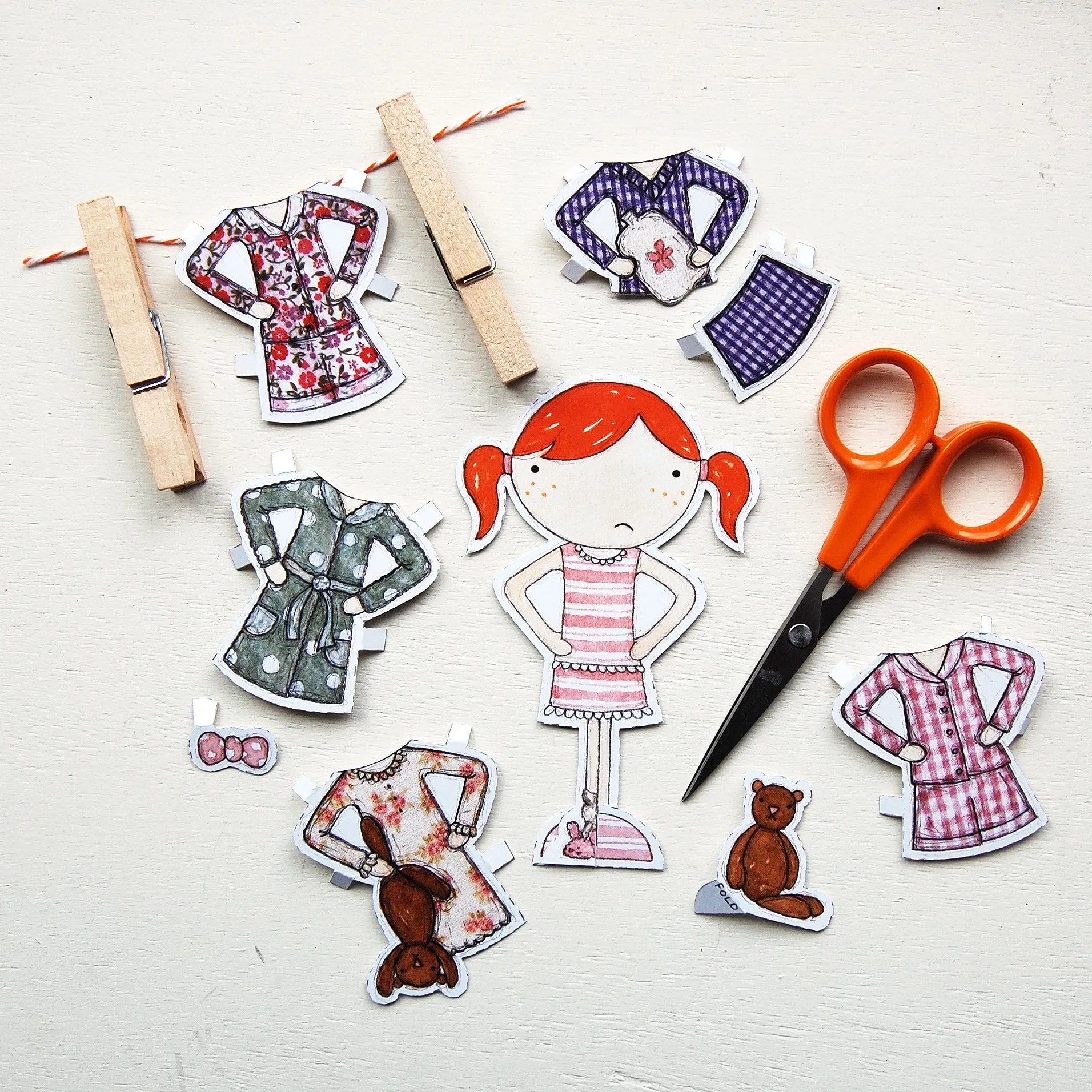Clara Paper Doll Bedtime Outfits