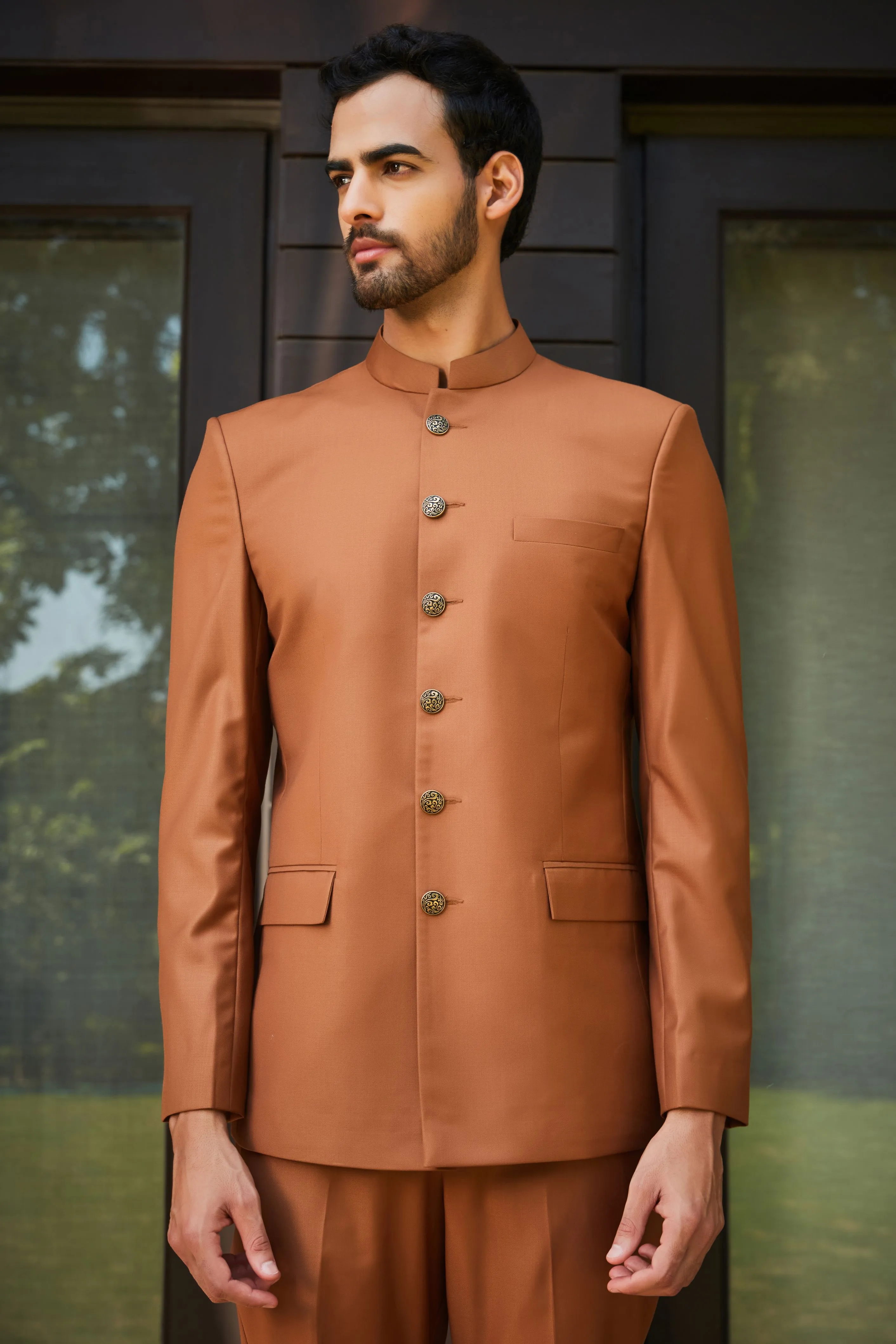 Clinton- Rust Bandhgala set