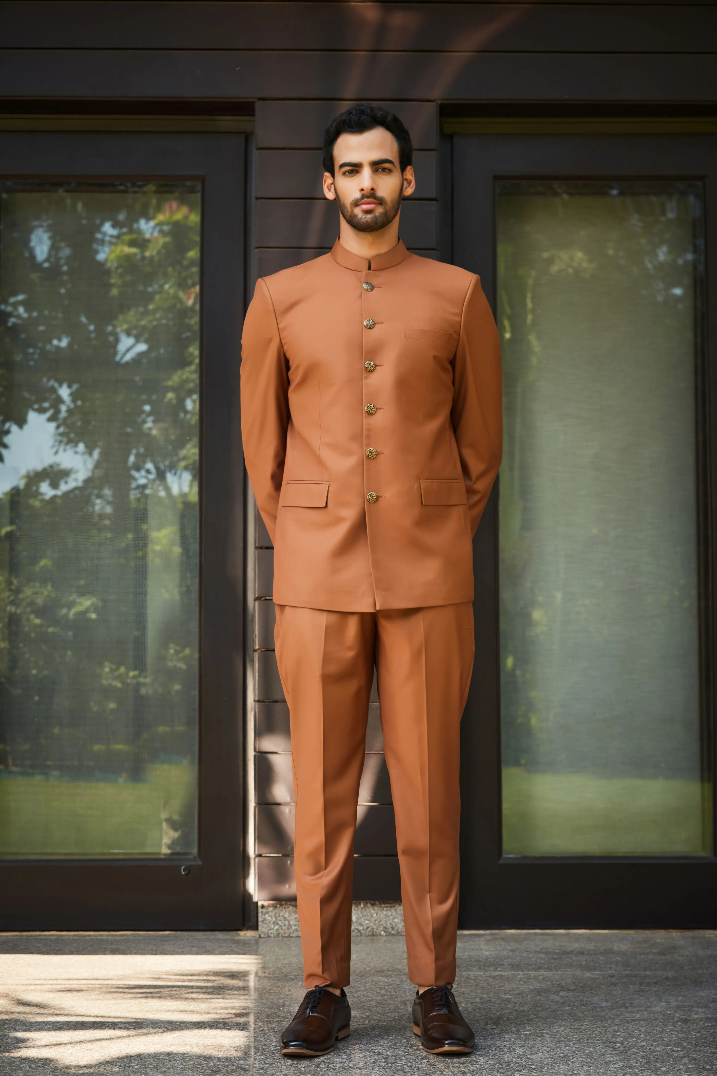 Clinton- Rust Bandhgala set