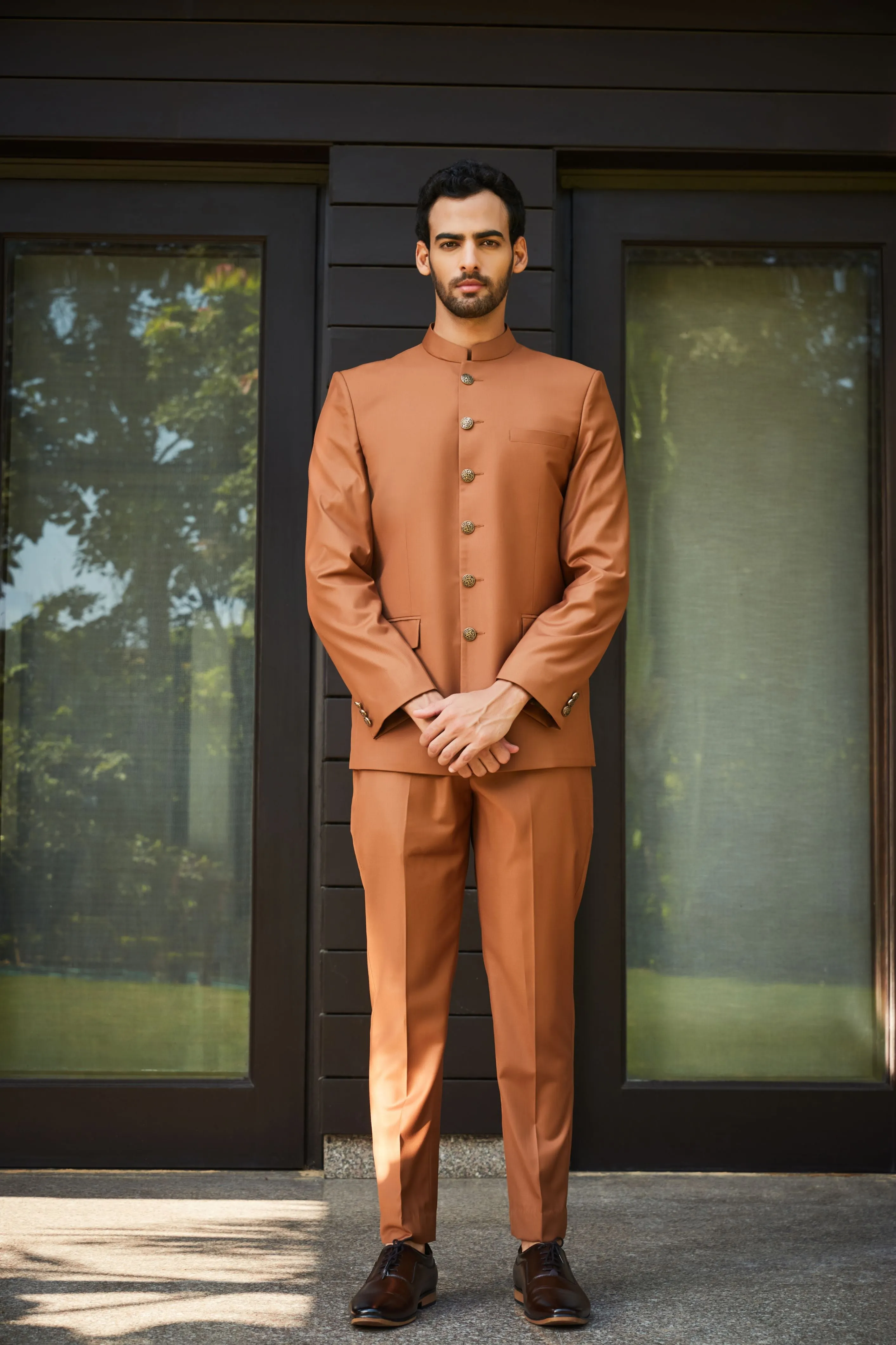 Clinton- Rust Bandhgala set