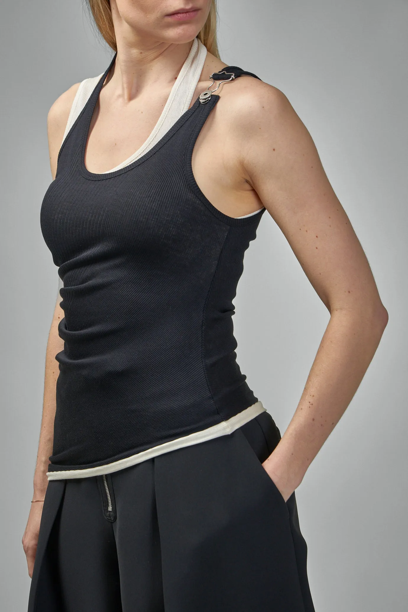 Cotton Ribbed Twisted Double Layer Tank Top