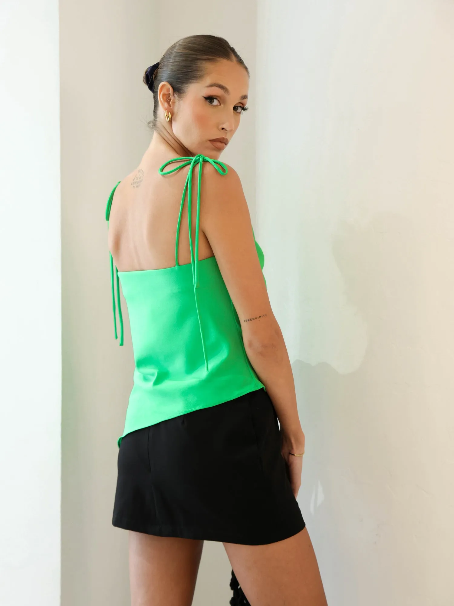 Cowl Neck Asymmetrical Hem Detail Top