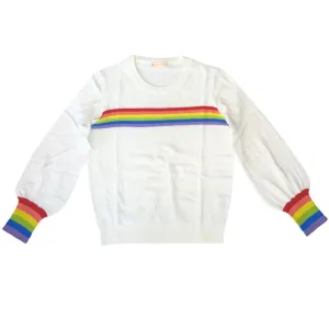 Cream Puff Sleeve Rainbow Sweater
