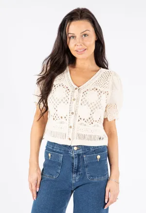 Crochet Knit Cropped Cardigan