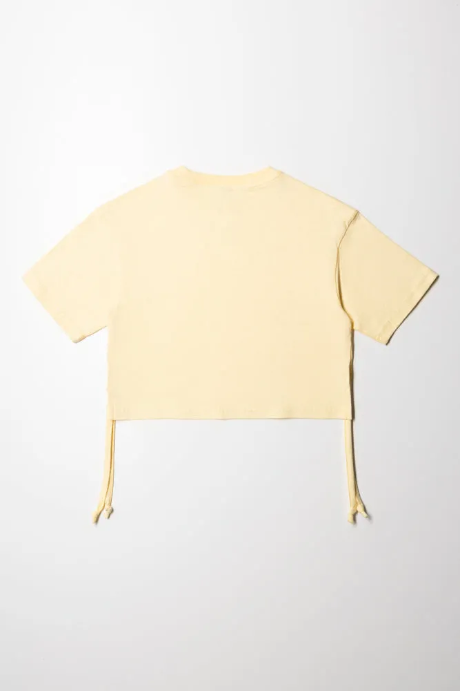 Crop Boxy Side Tie Tee Double Cream