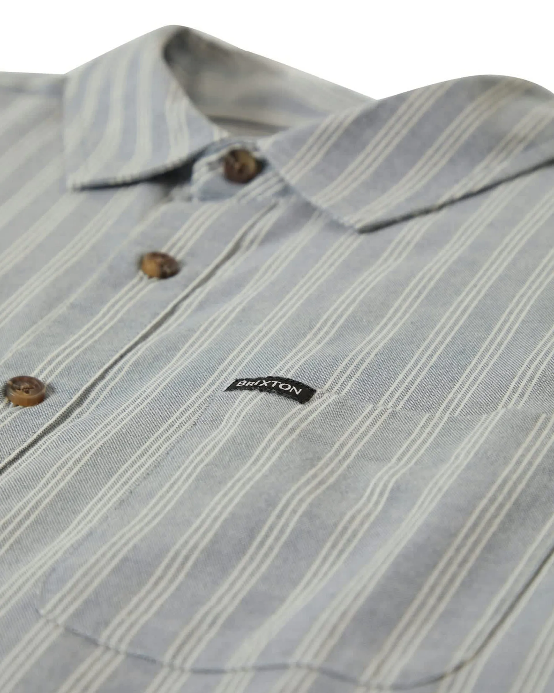 Cru Oxford Stripe S/S Shirt - Basalt Blue / Whitecap Stripe