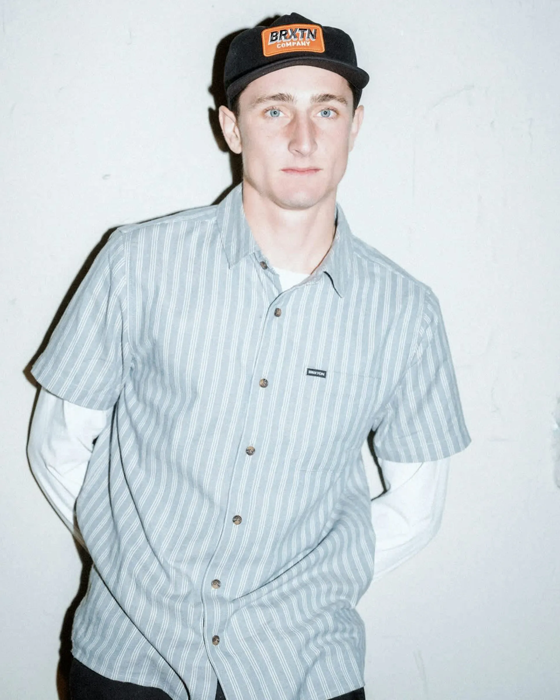 Cru Oxford Stripe S/S Shirt - Basalt Blue / Whitecap Stripe