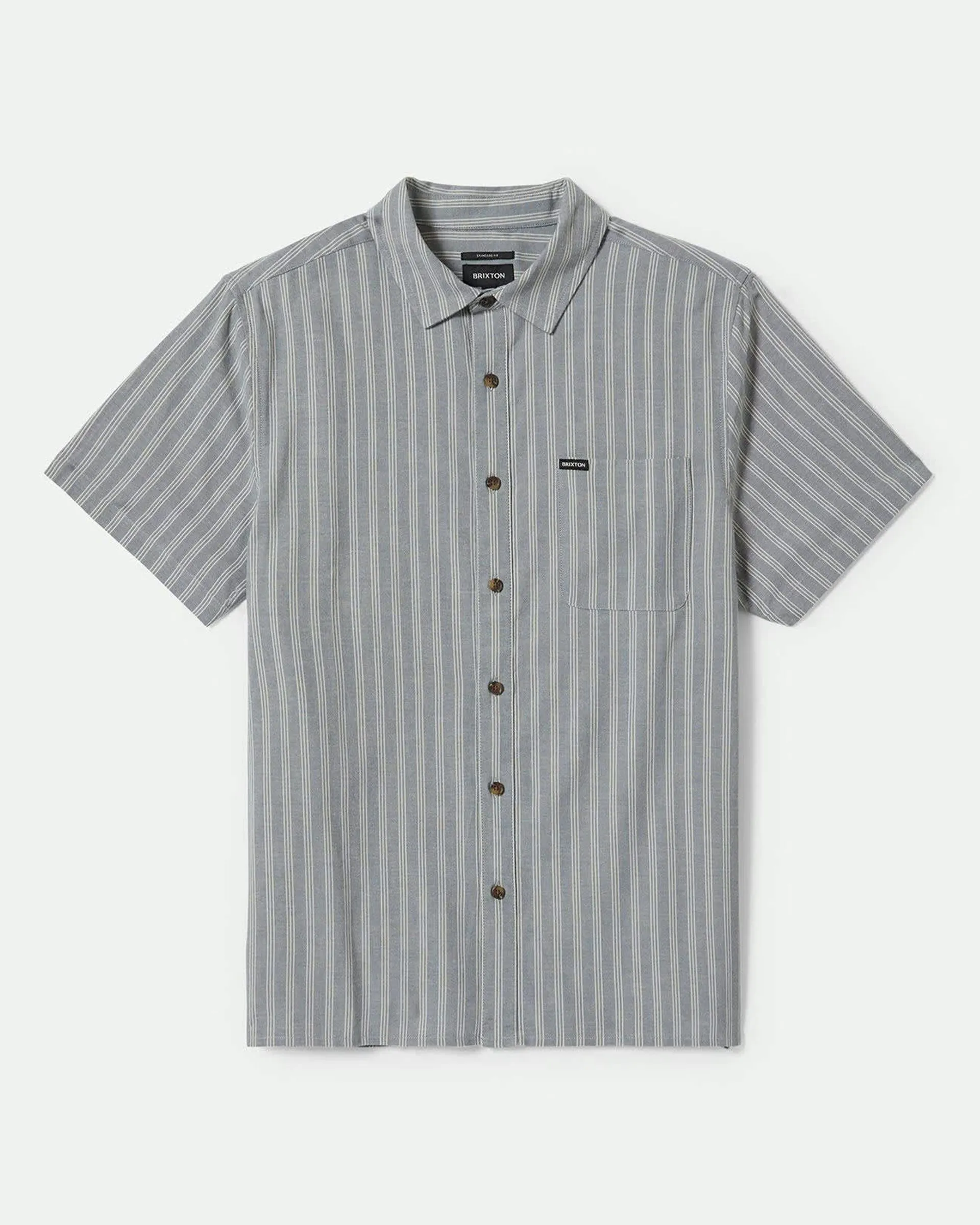 Cru Oxford Stripe S/S Shirt - Basalt Blue / Whitecap Stripe