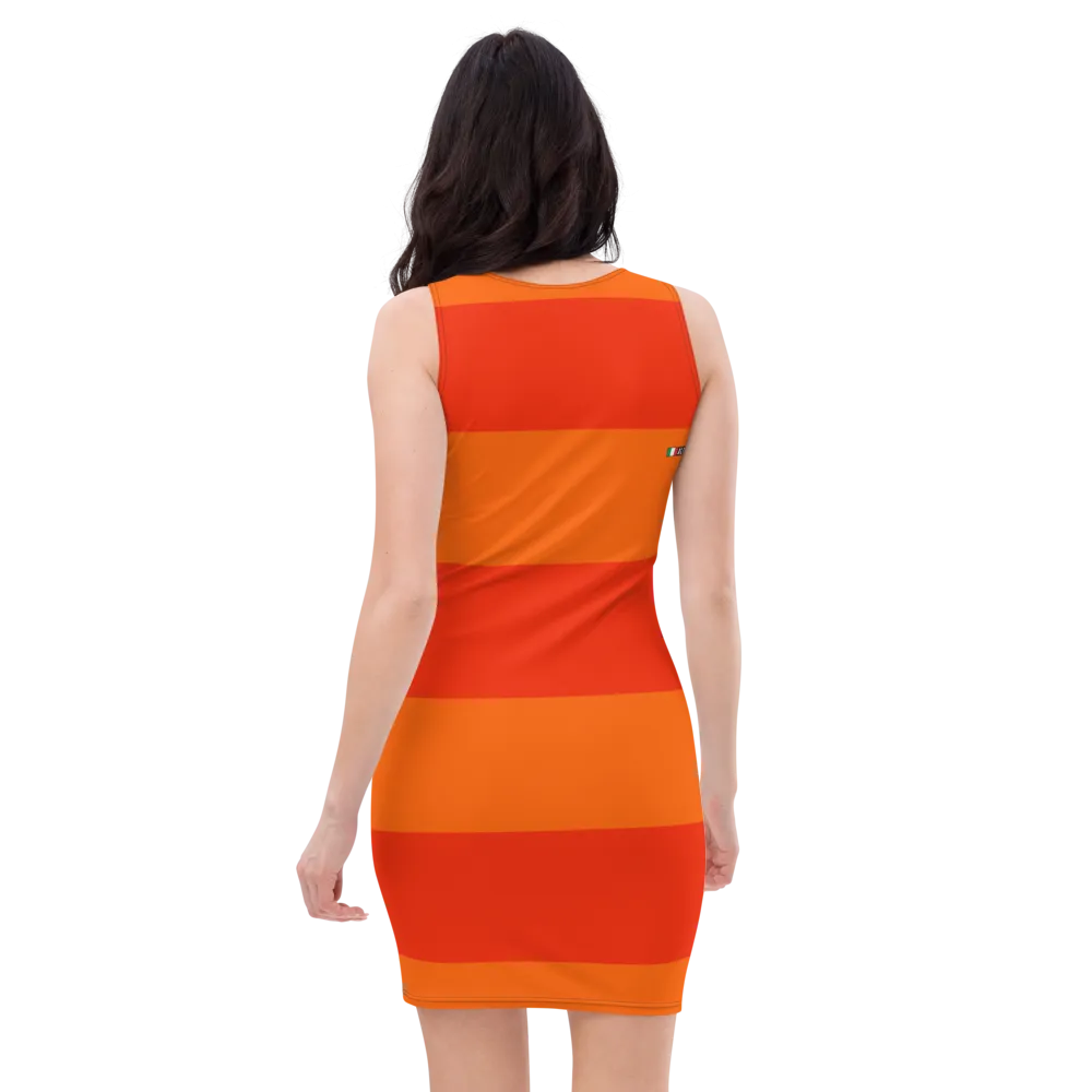 #d2464490 - ALTINO Fitted Dress - Cherry Orange Collection