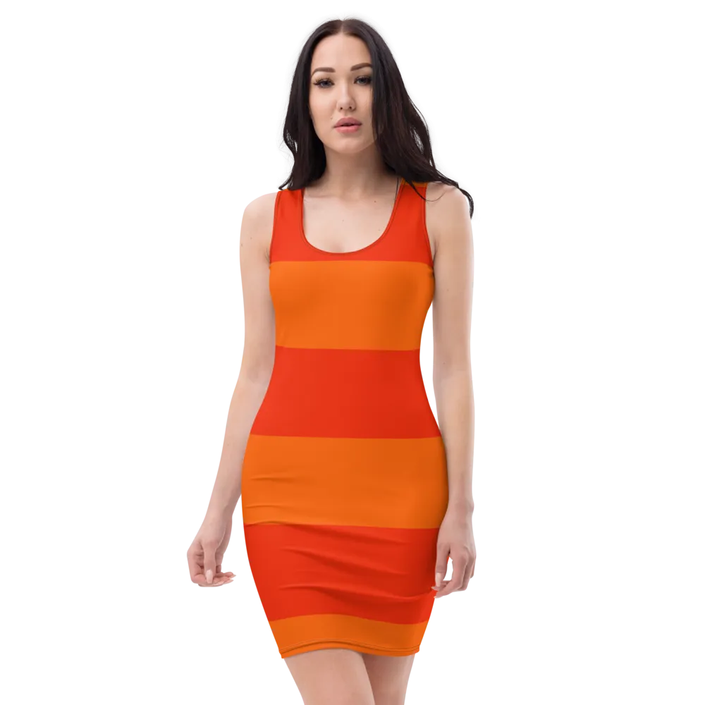 #d2464490 - ALTINO Fitted Dress - Cherry Orange Collection