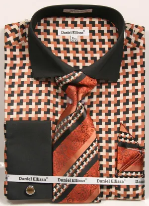Daniel & Ellissa DS3788P2 Men's Multi Checker French Cuff Shirts with Cuff Links