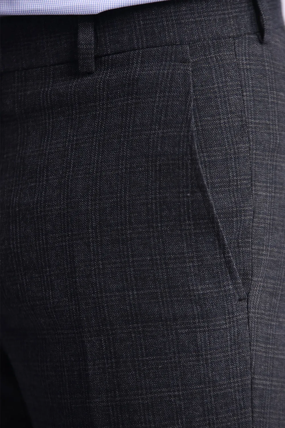 Dark Grey Check Dress Pant
