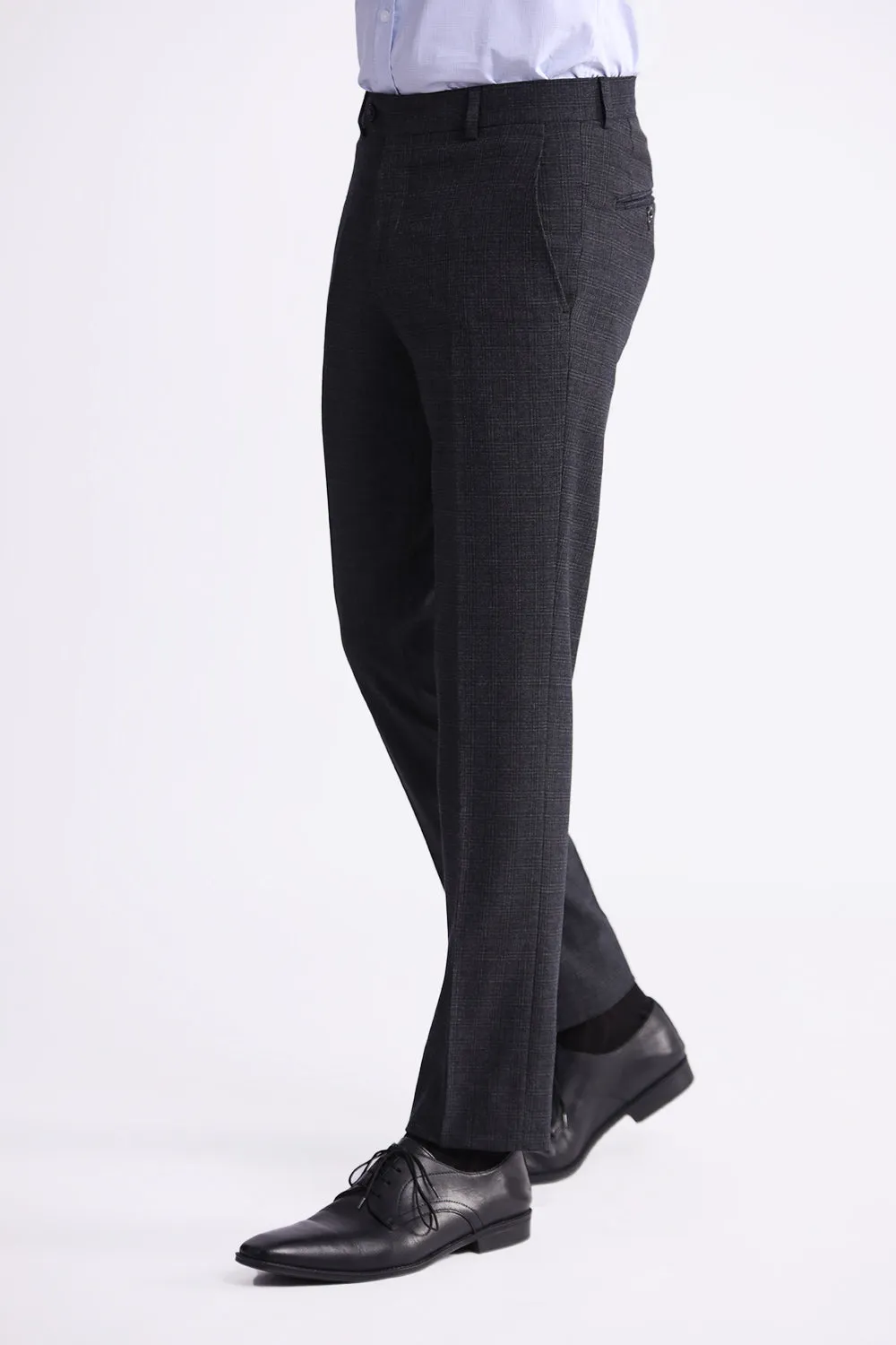Dark Grey Check Dress Pant