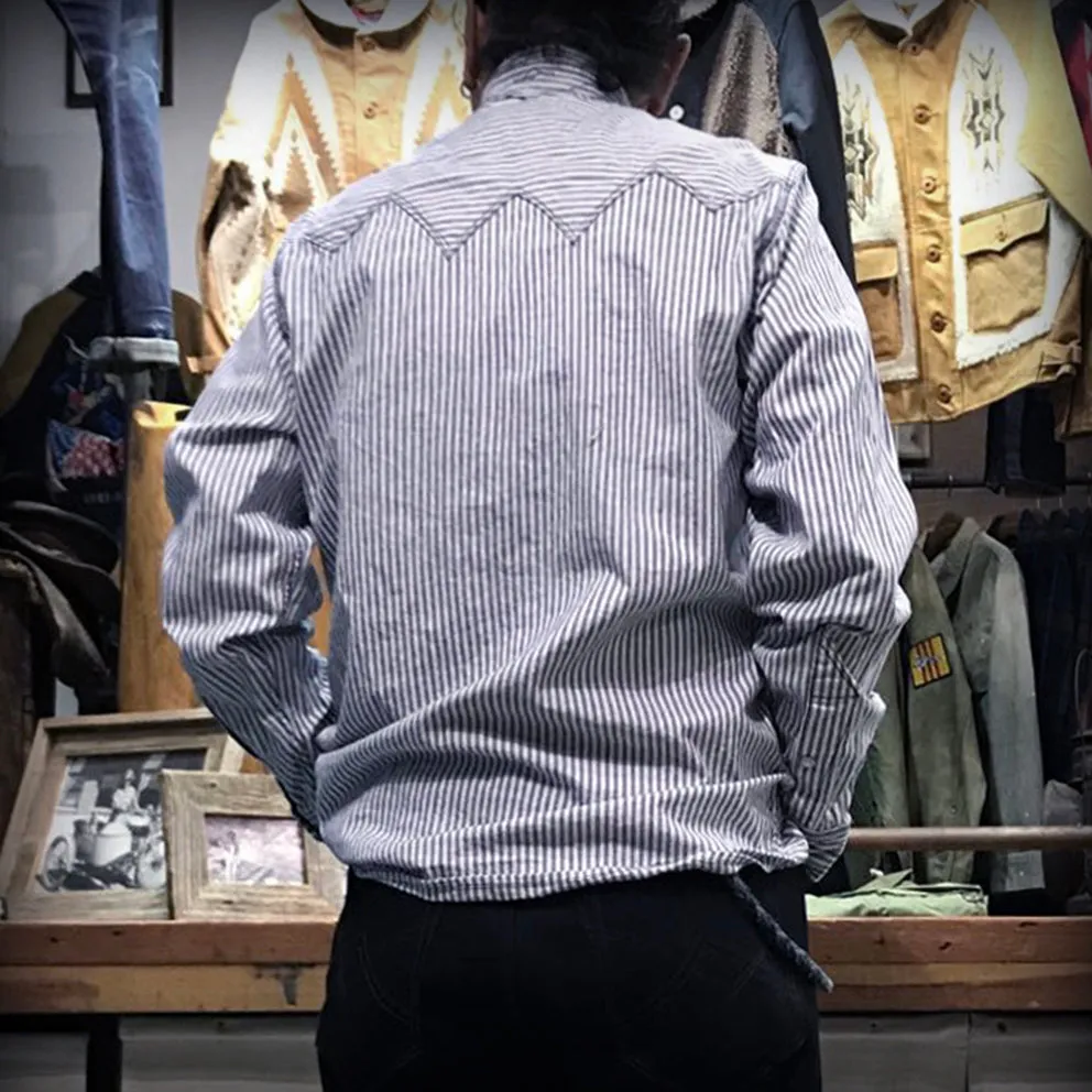 DDL 319R-DIABLO SWT-STR REGULAR FIT 2 POCKET OXFORD YARN DYED STRIPE WESTERN SHIRT-5OZ-E0 Y/D STRIPE