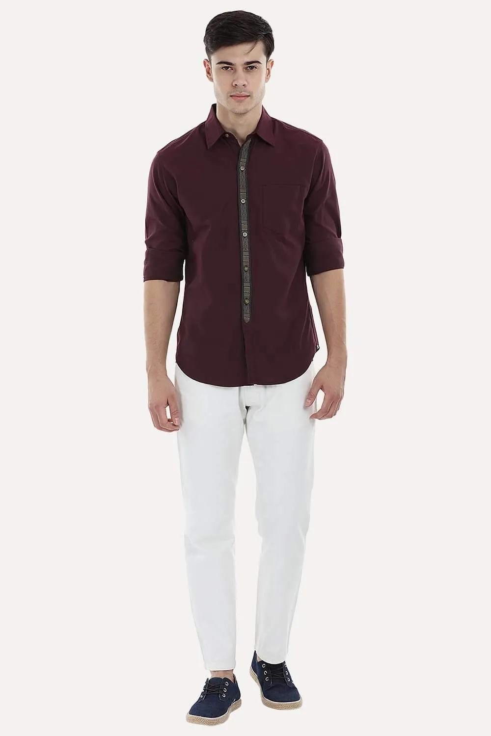 Designed Placket Oxford Shirt