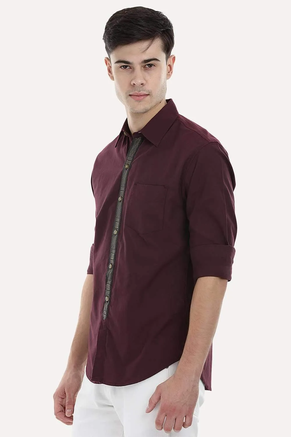 Designed Placket Oxford Shirt