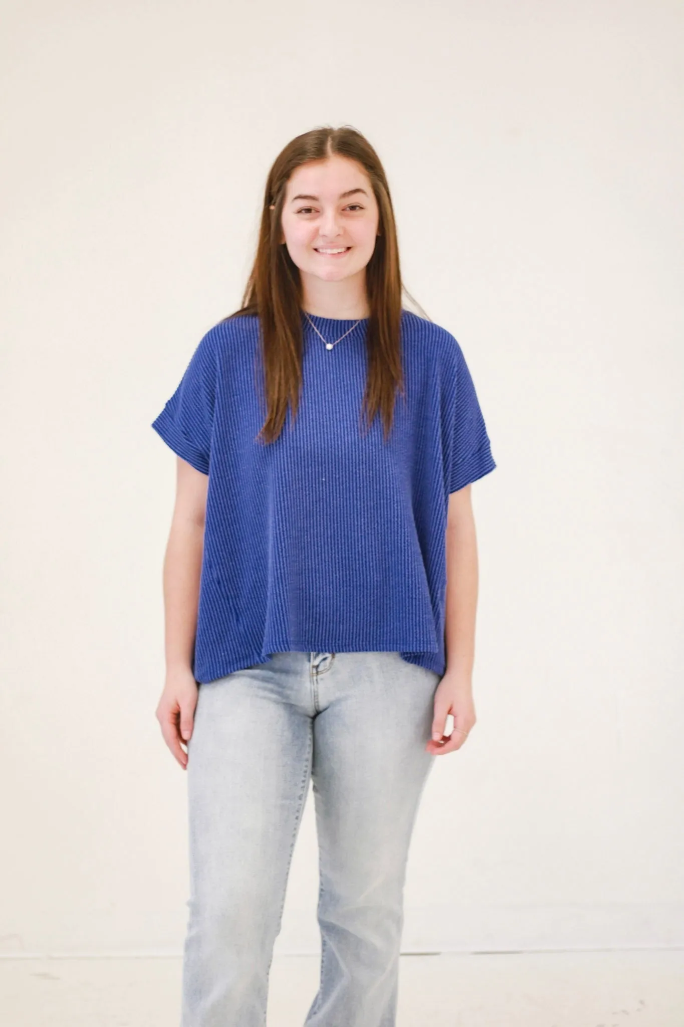 Do You Believe in Love Ribbed Top in Royal Blue