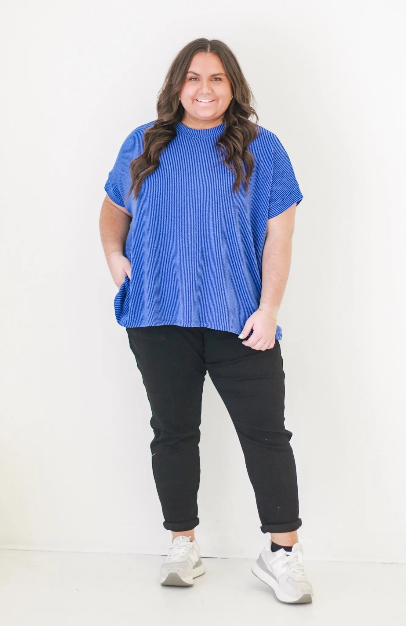 Do You Believe in Love Ribbed Top in Royal Blue