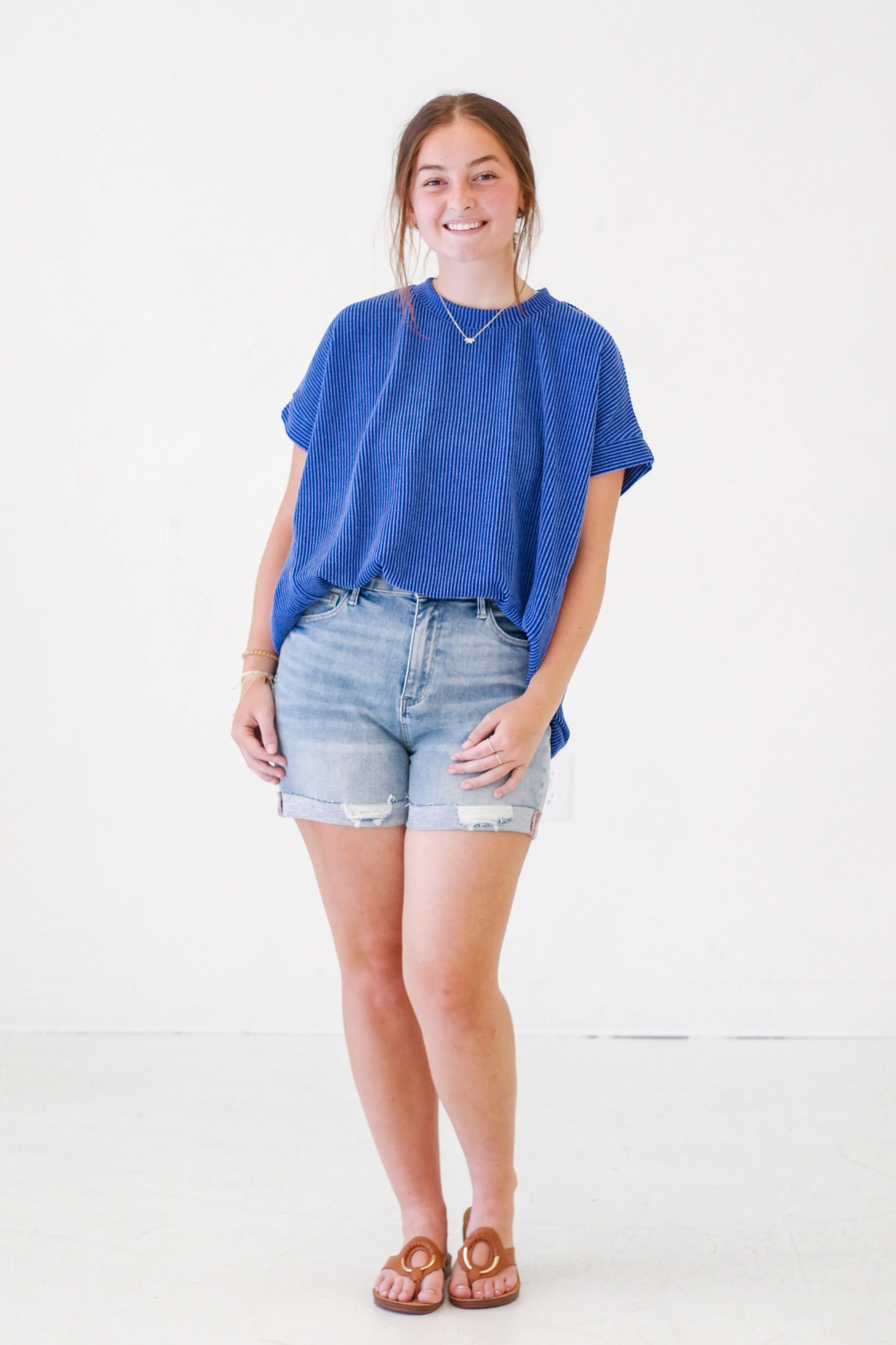 Do You Believe in Love Ribbed Top in Royal Blue