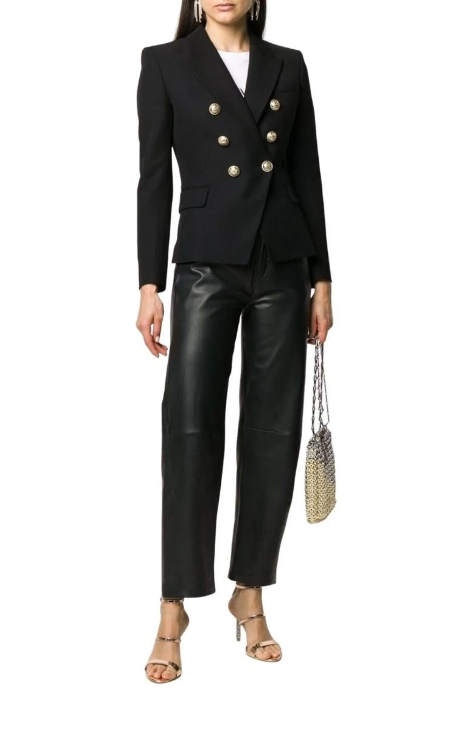 Double Breasted Black Blazer Jacket