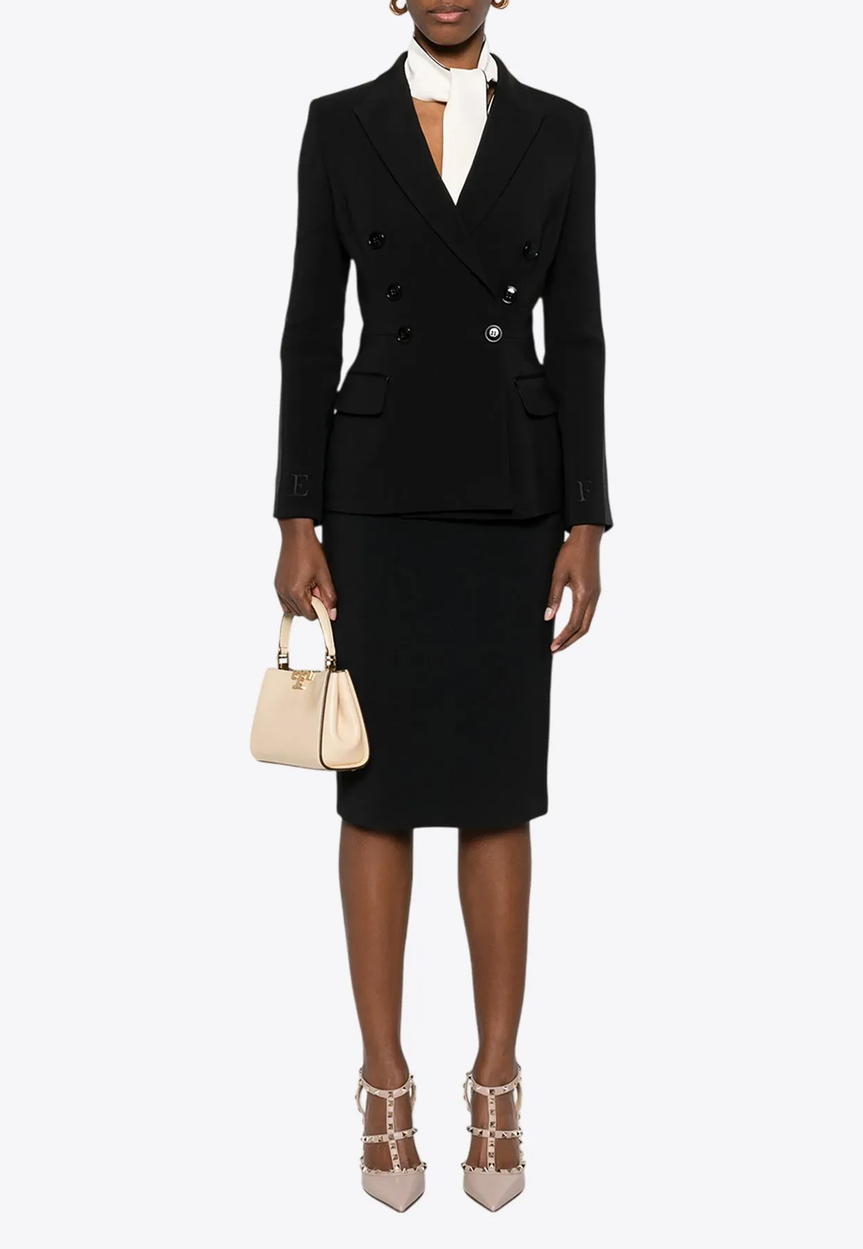 Double-Breasted Buttoned Blazer