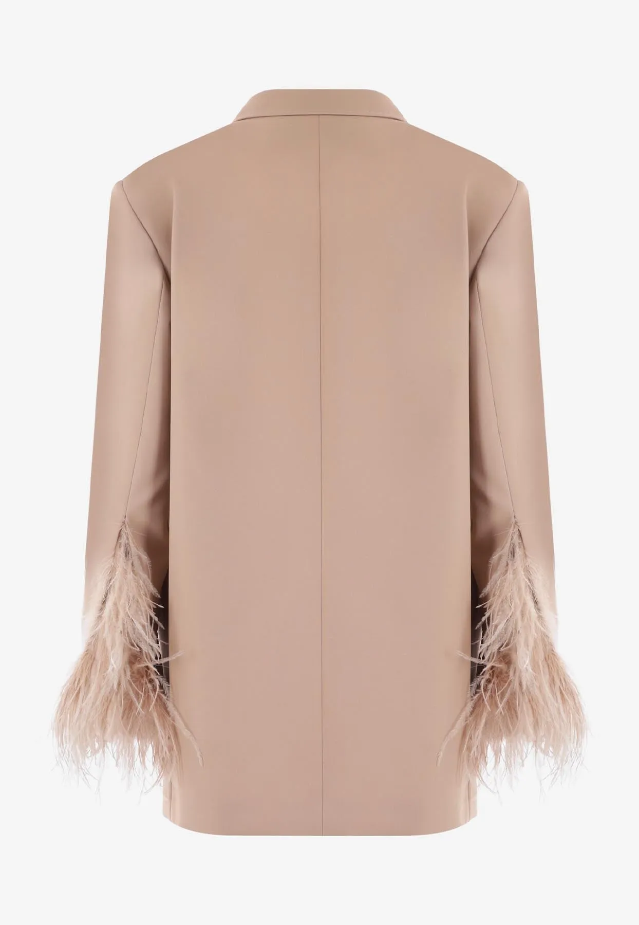 Double-Breasted Feather-Embellished Blazer