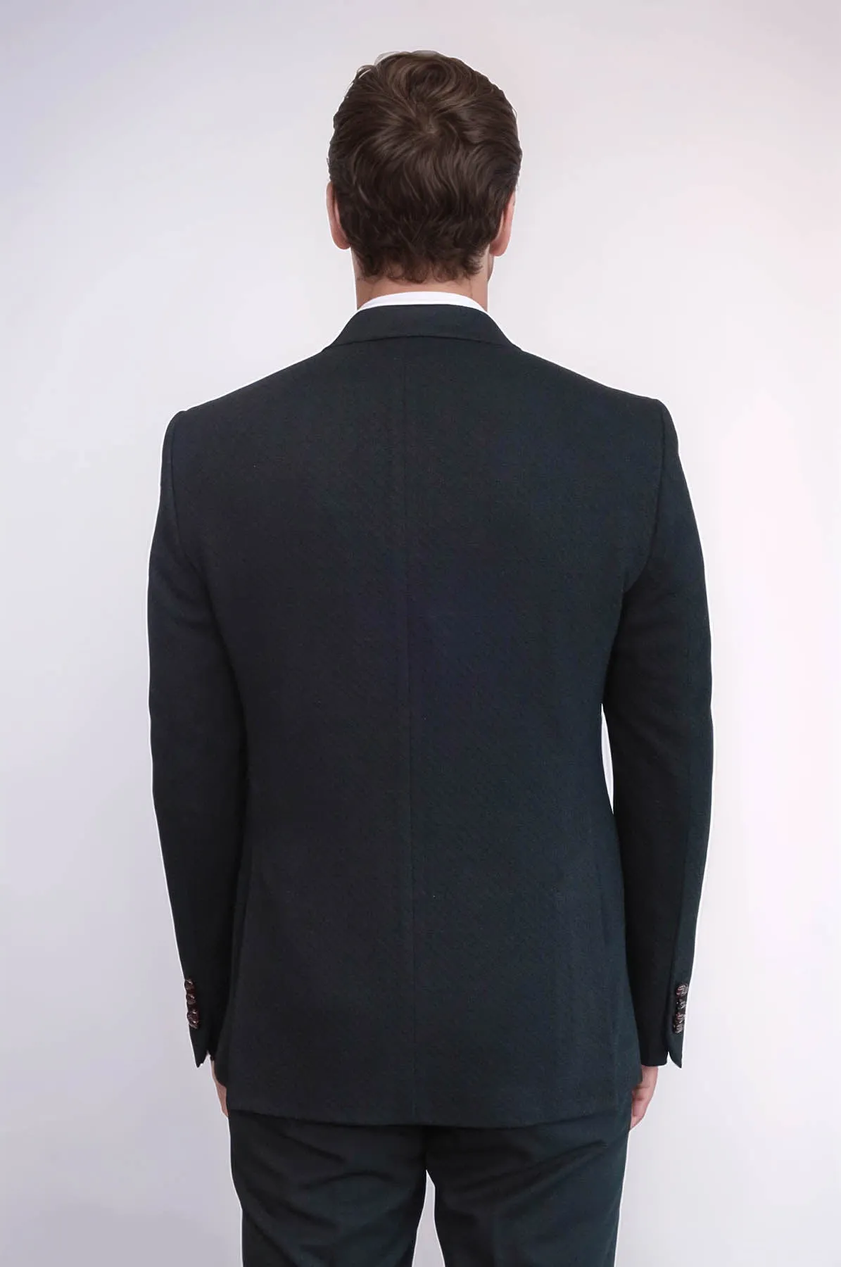 Double Breasted Slim Fit Black Blazer - Wessi