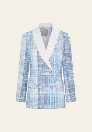 Double-breasted Stripped Contrasting-lapel Flap-pocket Blazer