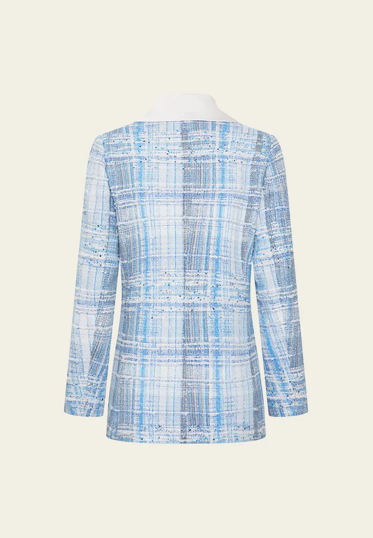 Double-breasted Stripped Contrasting-lapel Flap-pocket Blazer