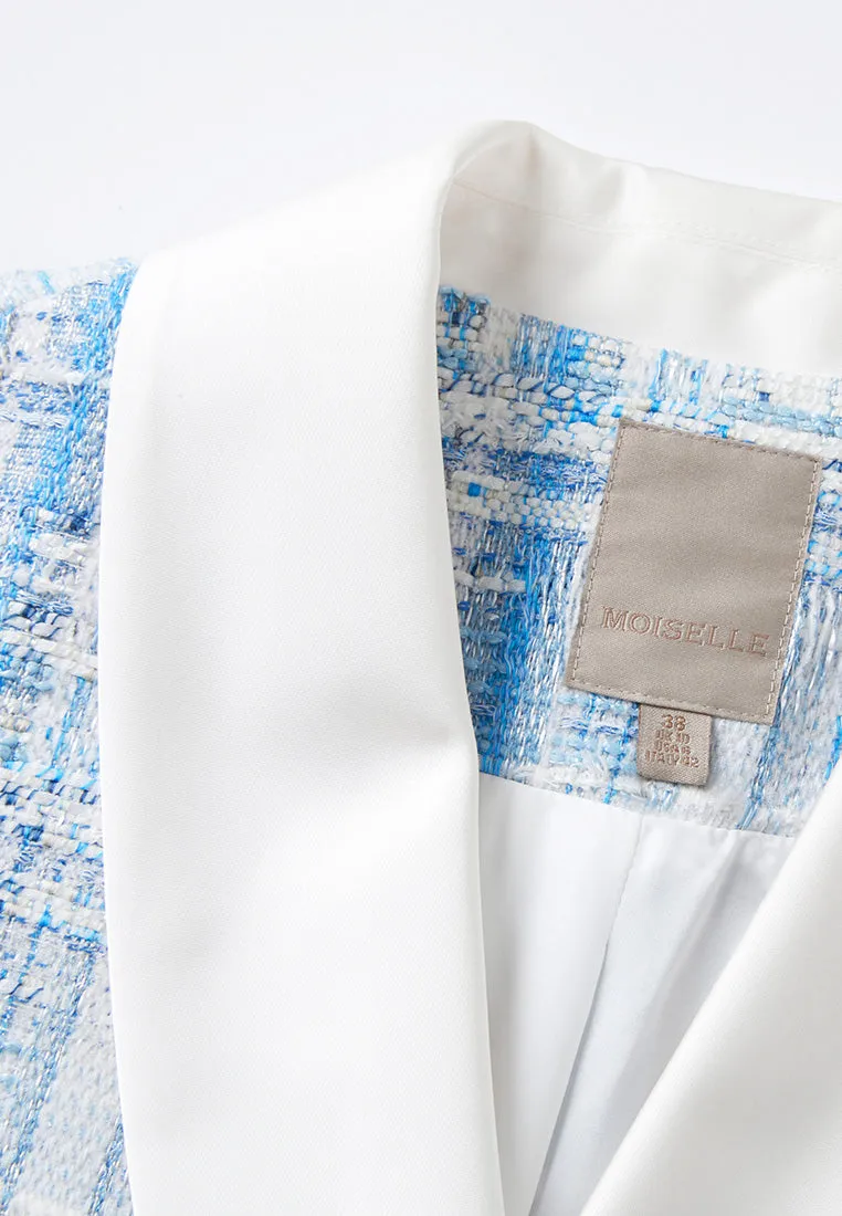 Double-breasted Stripped Contrasting-lapel Flap-pocket Blazer