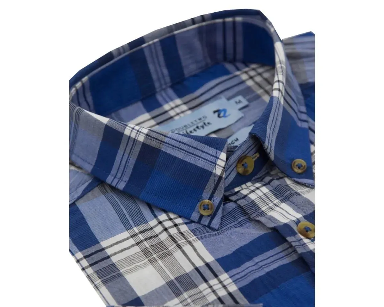 Double Two Men's Button Down Collar Short Sleeve Shirt 2XL - 5XL