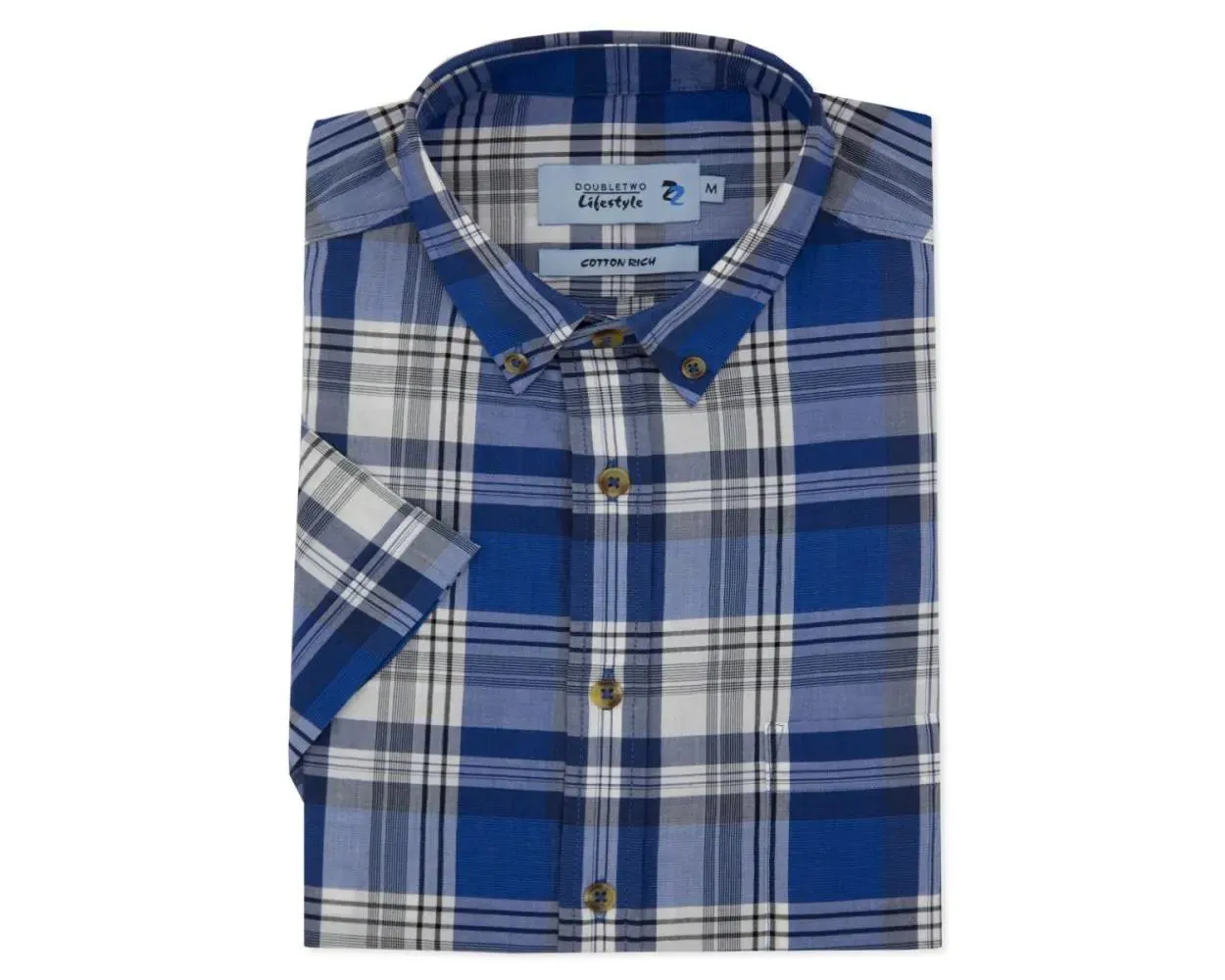Double Two Men's Button Down Collar Short Sleeve Shirt 2XL - 5XL