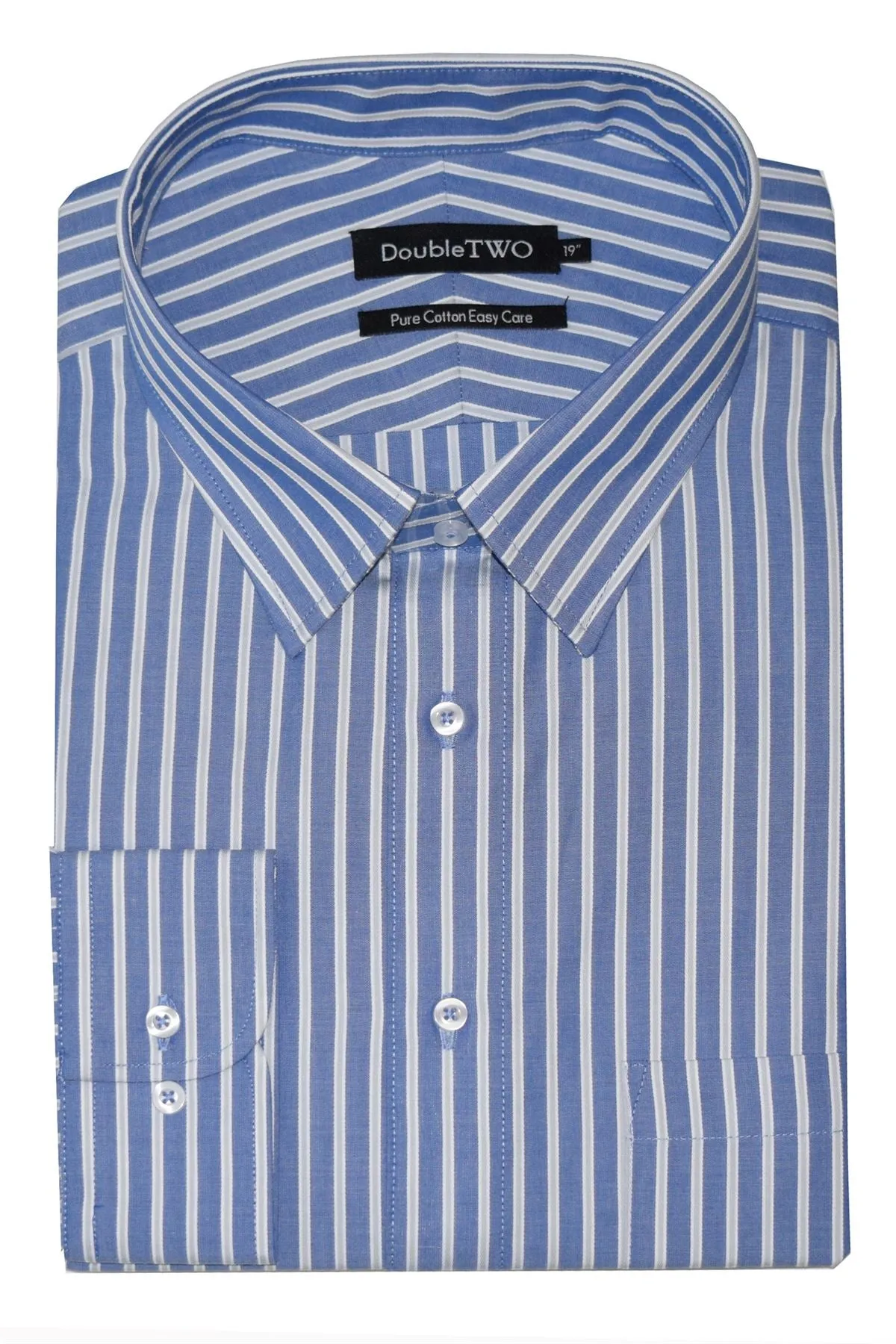 Double Two Mens Cotton Easy Care LS Shirts(AW18),Collar 15-23", Multiple Options