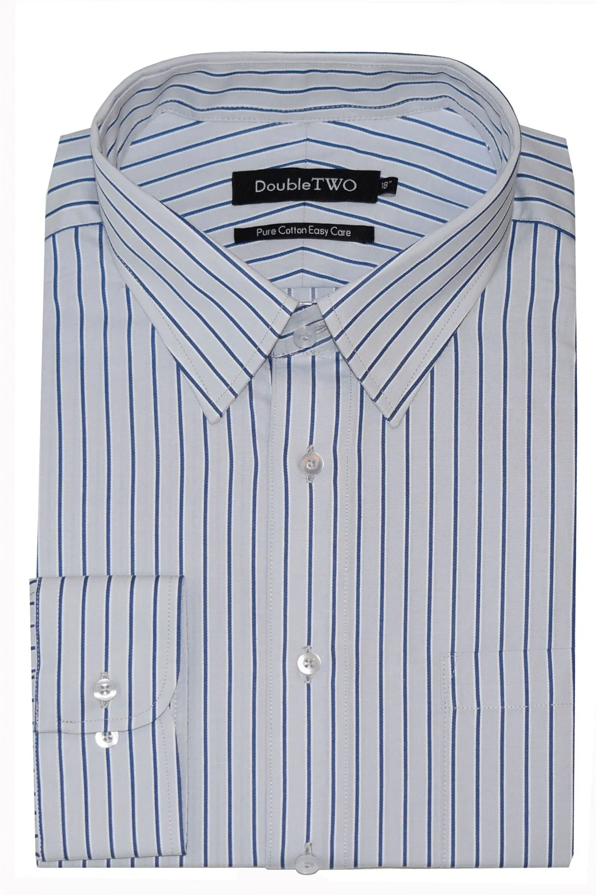 Double Two Mens Cotton Easy Care LS Shirts(AW18),Collar 15-23", Multiple Options