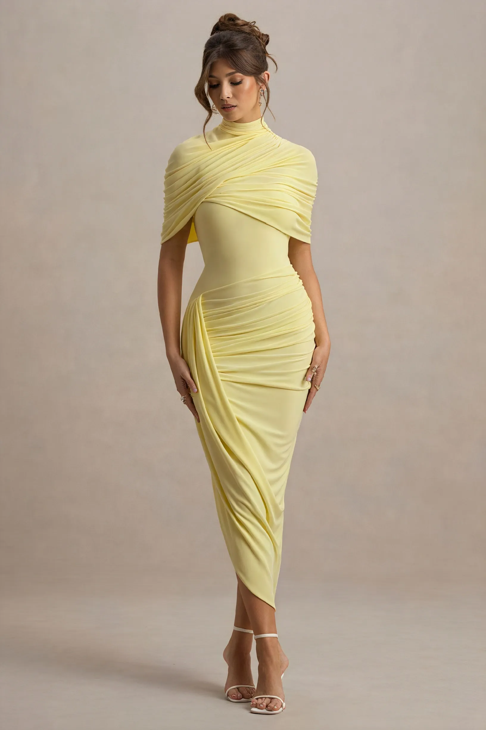 Draped Asymmetrical Midi Dress