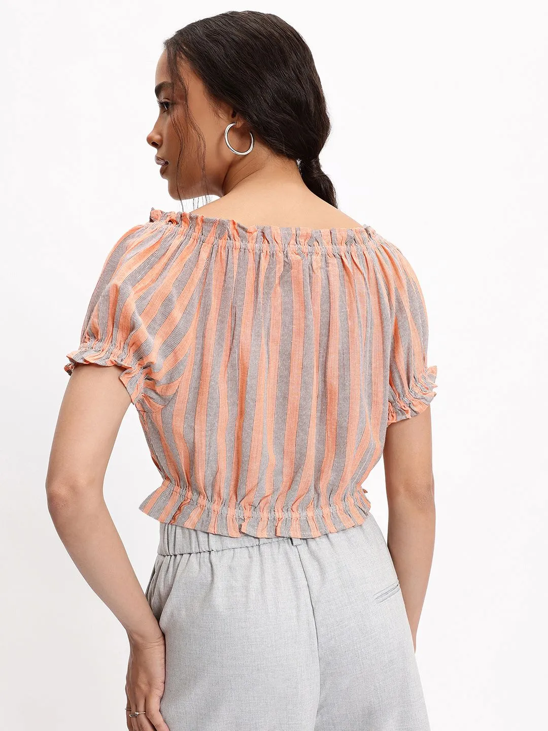DressBerry Y2K Stripe Revival Blouson Top