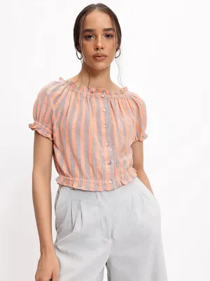 DressBerry Y2K Stripe Revival Blouson Top