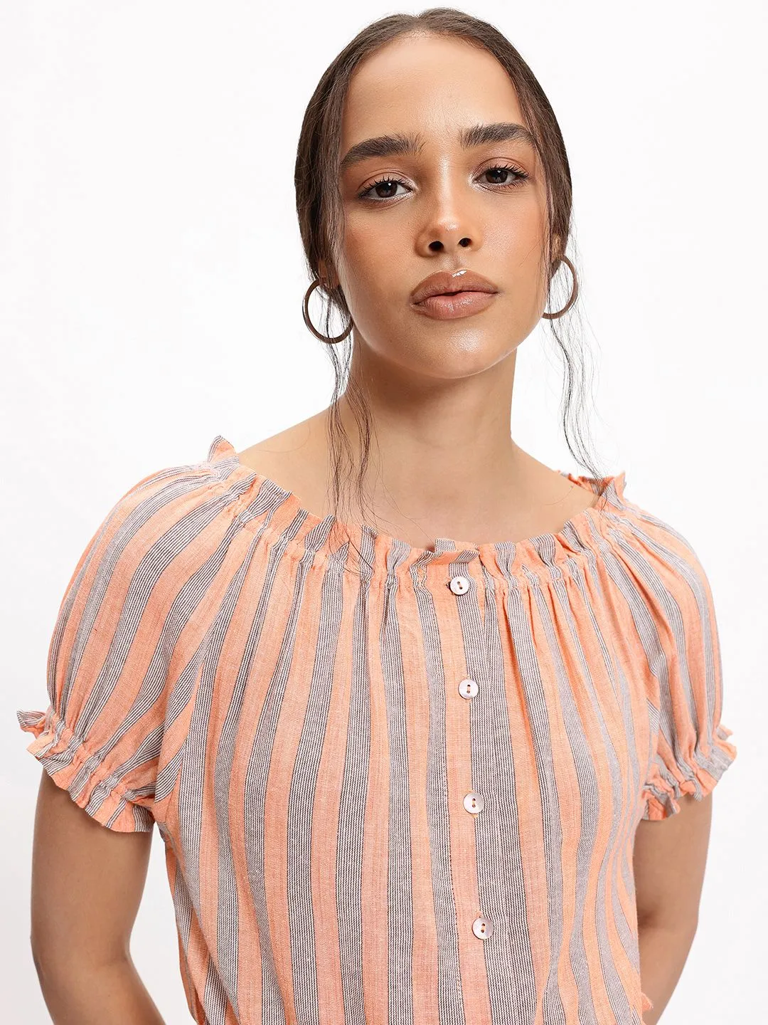 DressBerry Y2K Stripe Revival Blouson Top