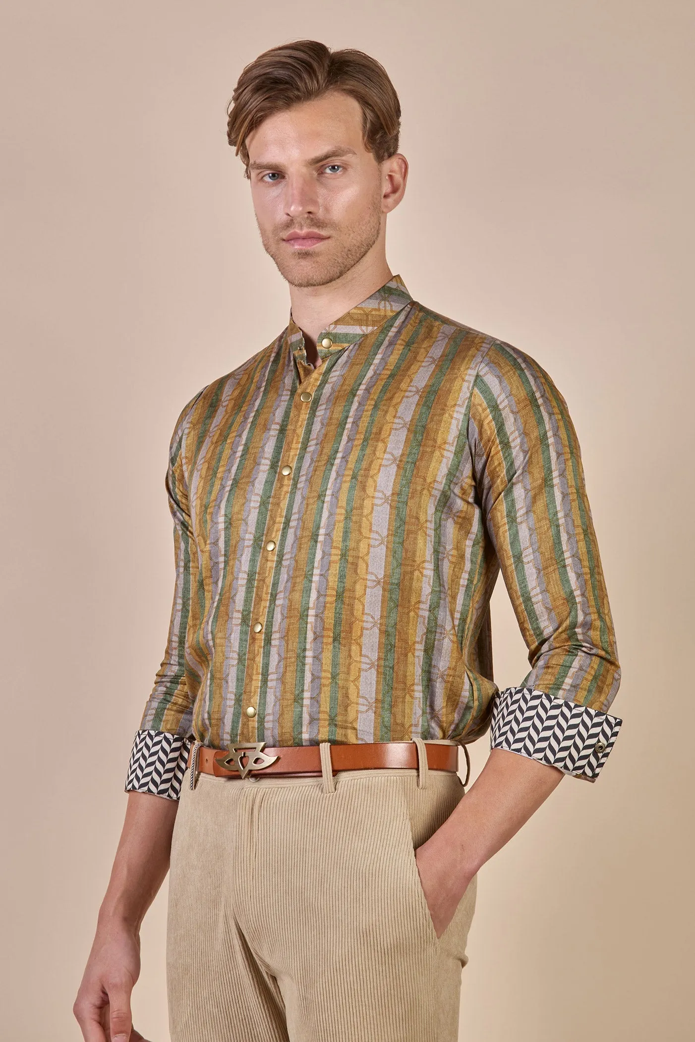 Earthy Mustard Striped Shirt