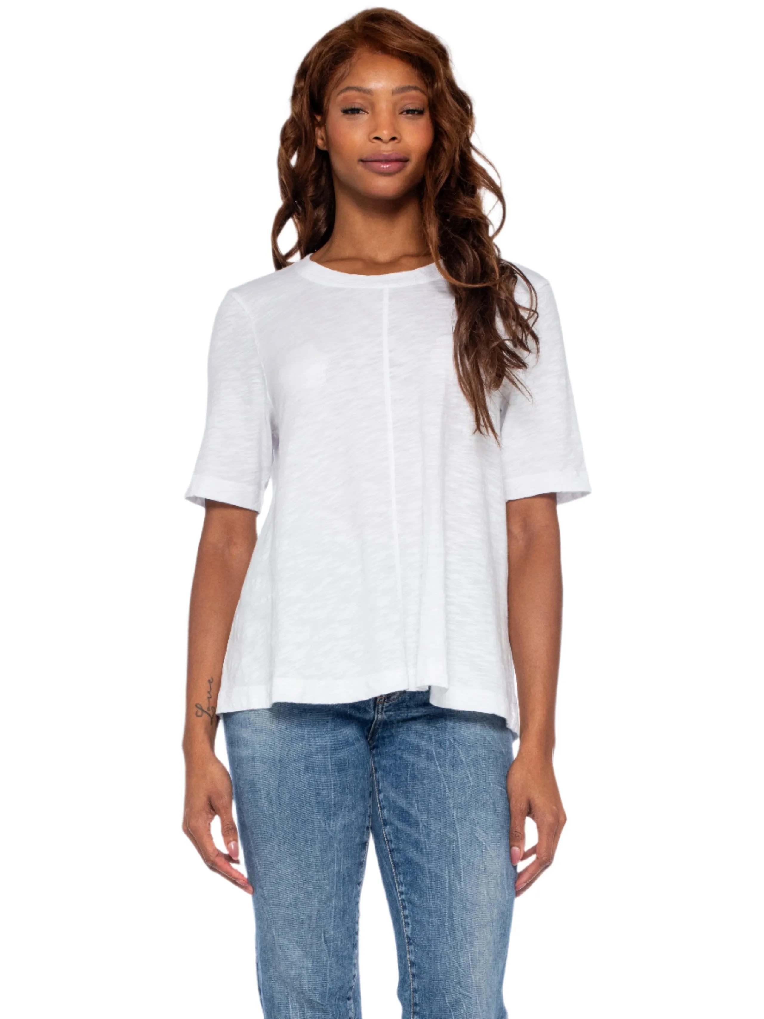 Elbow Sleeve Trapeze Top