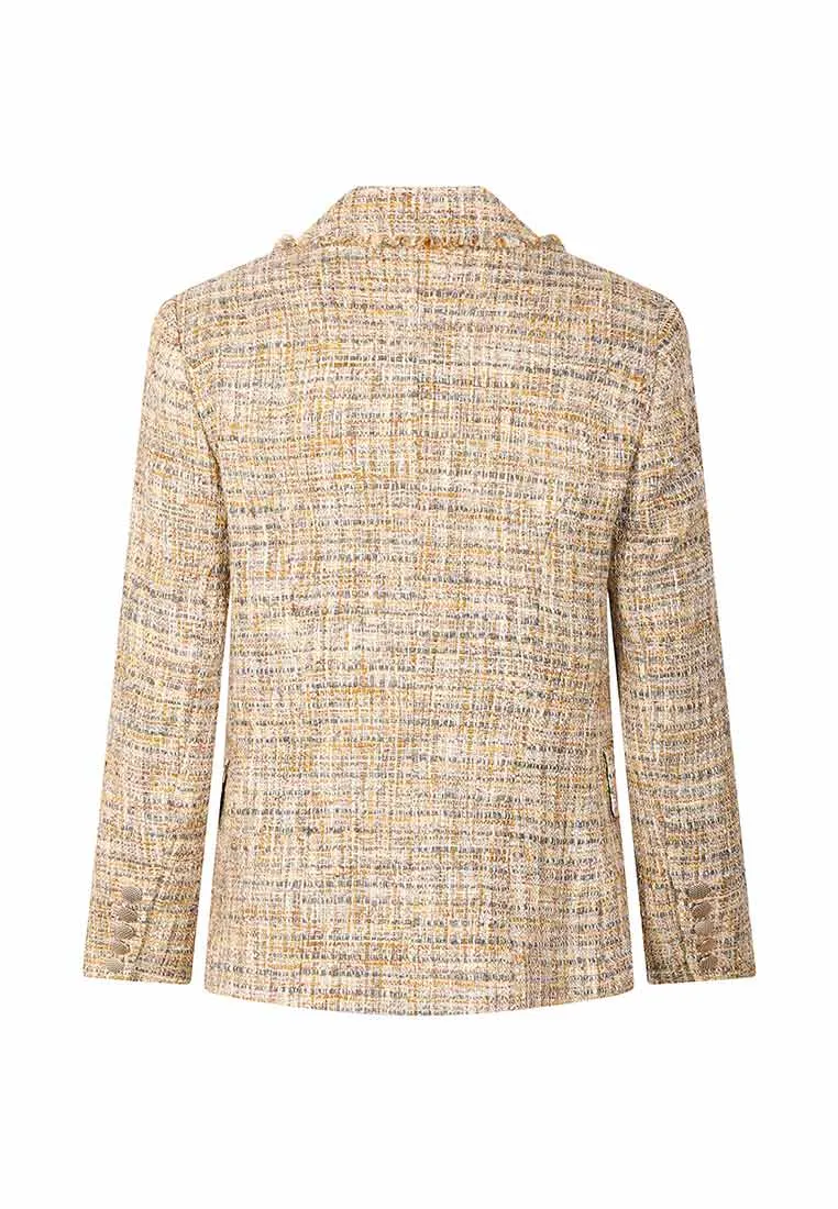 Elegant plaid tweed jacket