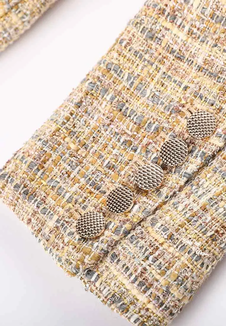 Elegant plaid tweed jacket