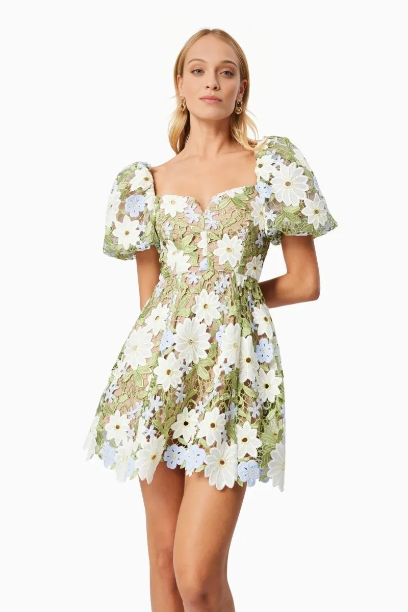 Elliatt - Flora Lace Mini Dress In Green