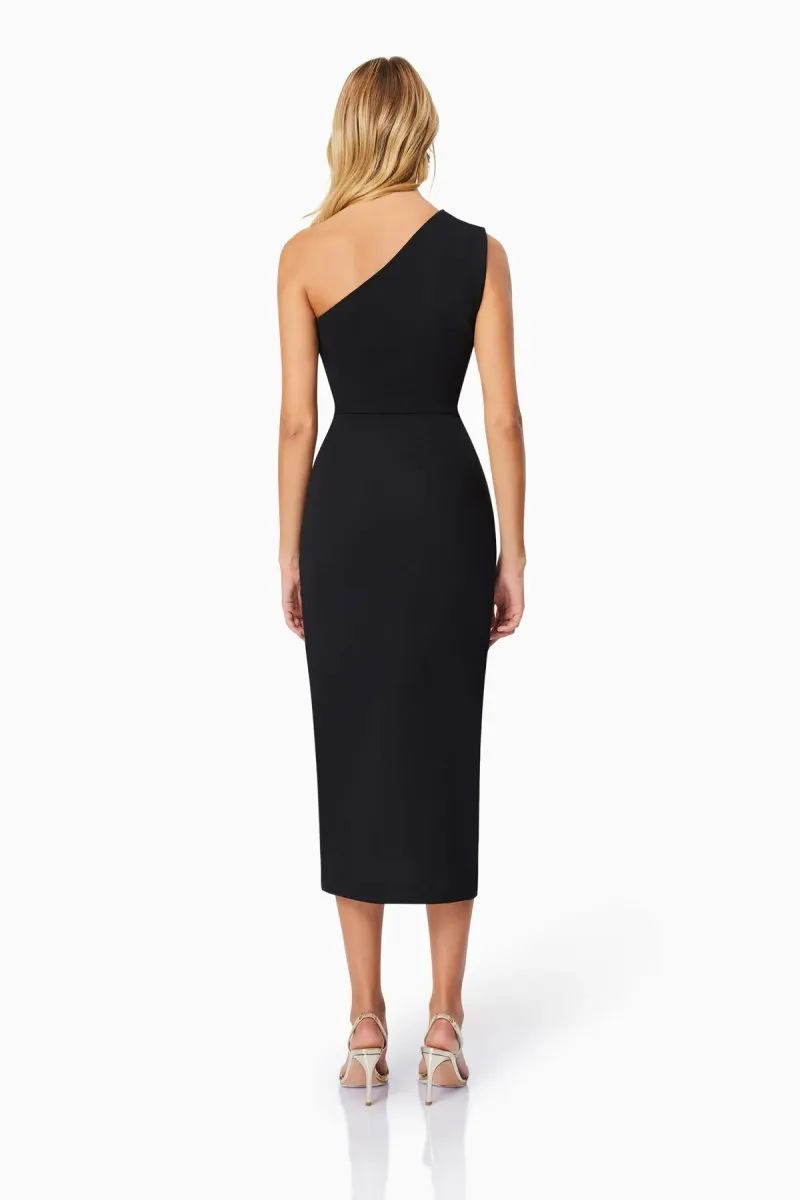 Elliatt - Jade One Shoulder Midi Dress In Black