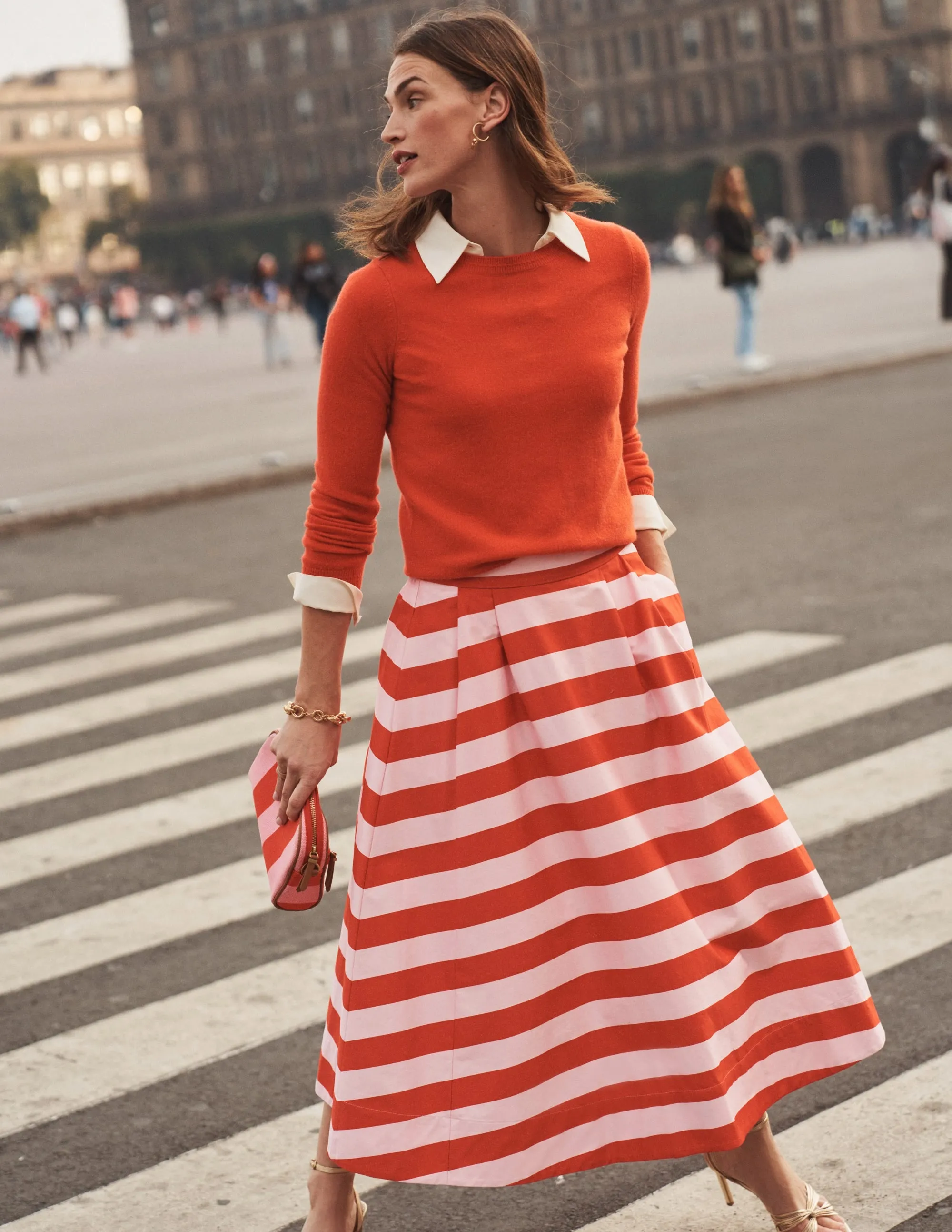 Eva Cashmere Crew Neck Jumper-Firecracker Red