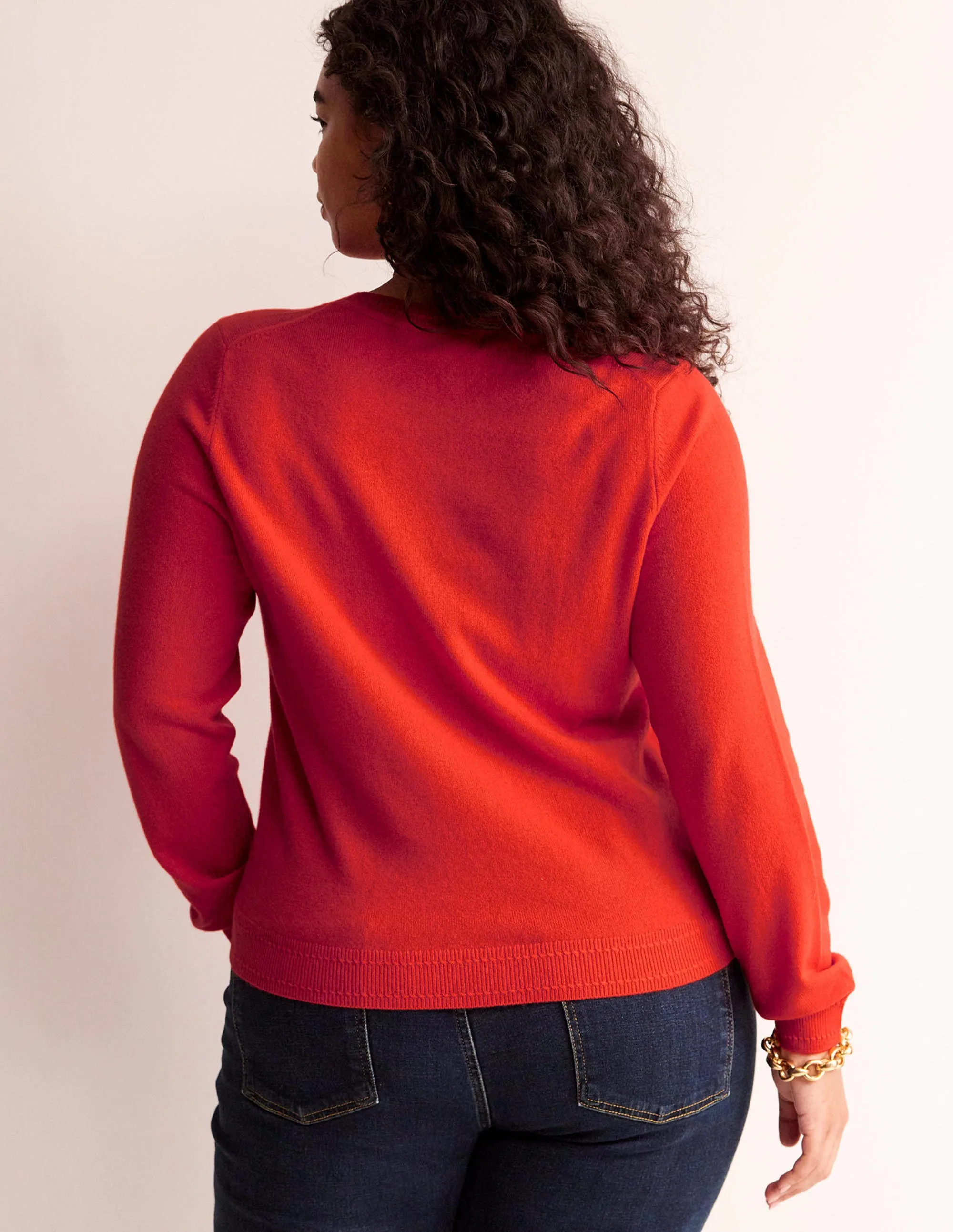 Eva Cashmere Crew Neck Jumper-Firecracker Red
